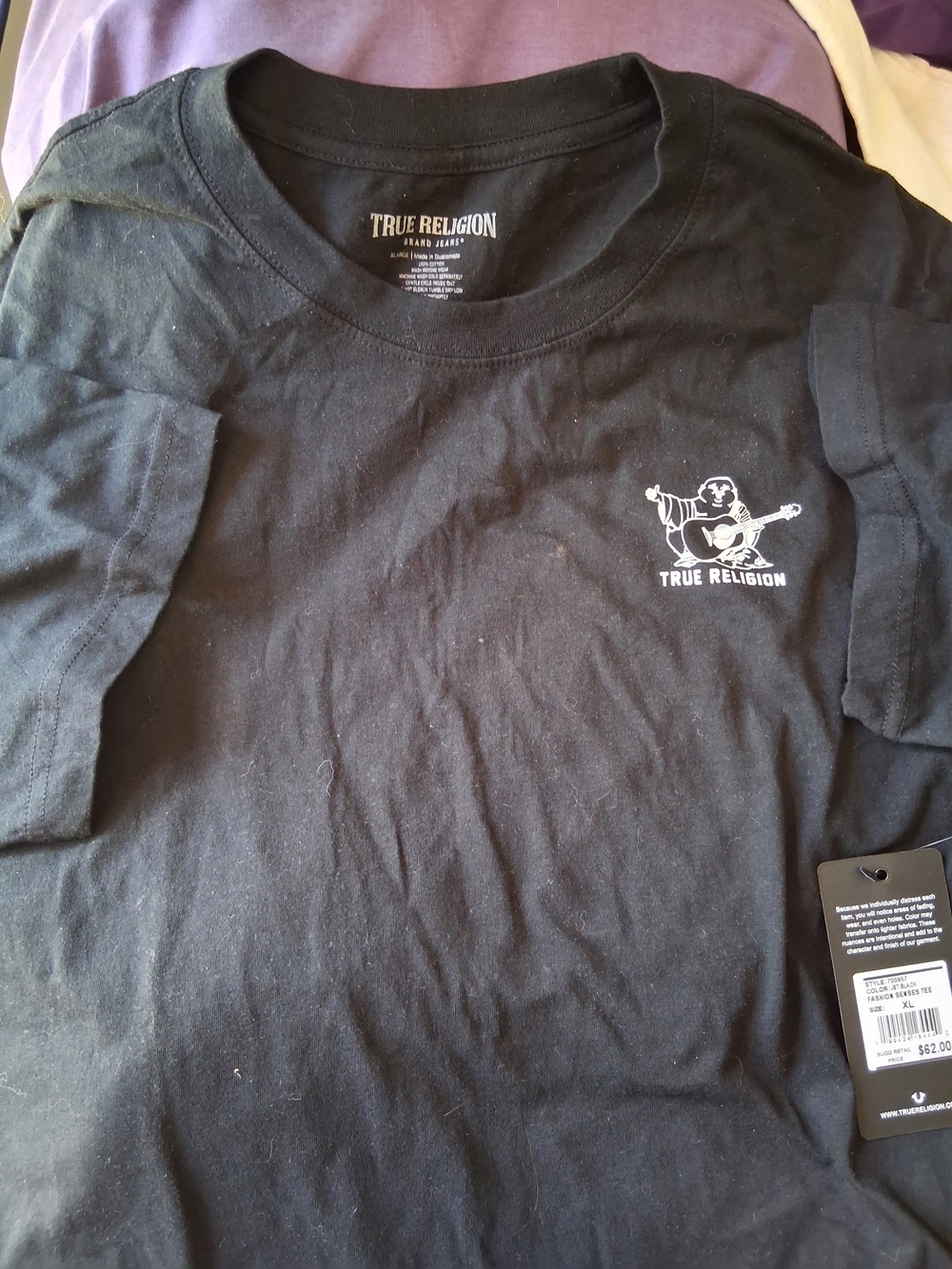 True Religion Black Crewneck Tee with White Logo